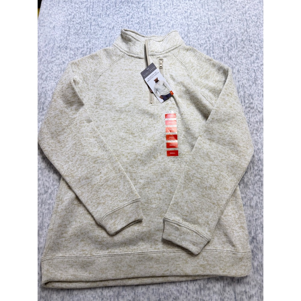 Berkley Jensen Mens Quarter Zip Sweater Fleece Oatmeal Heather Small‎ NWT
